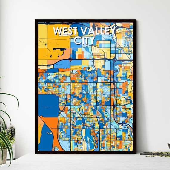 West Valley City Utah City Map Poster Colorful Modern Wall Decor