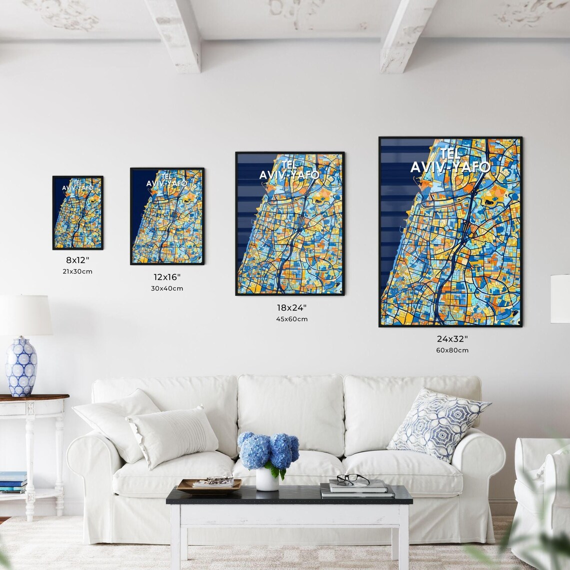 Tel Aviv-Yafo Israel Colorful Modern City Street Map Travel Decor Poster - Image 3