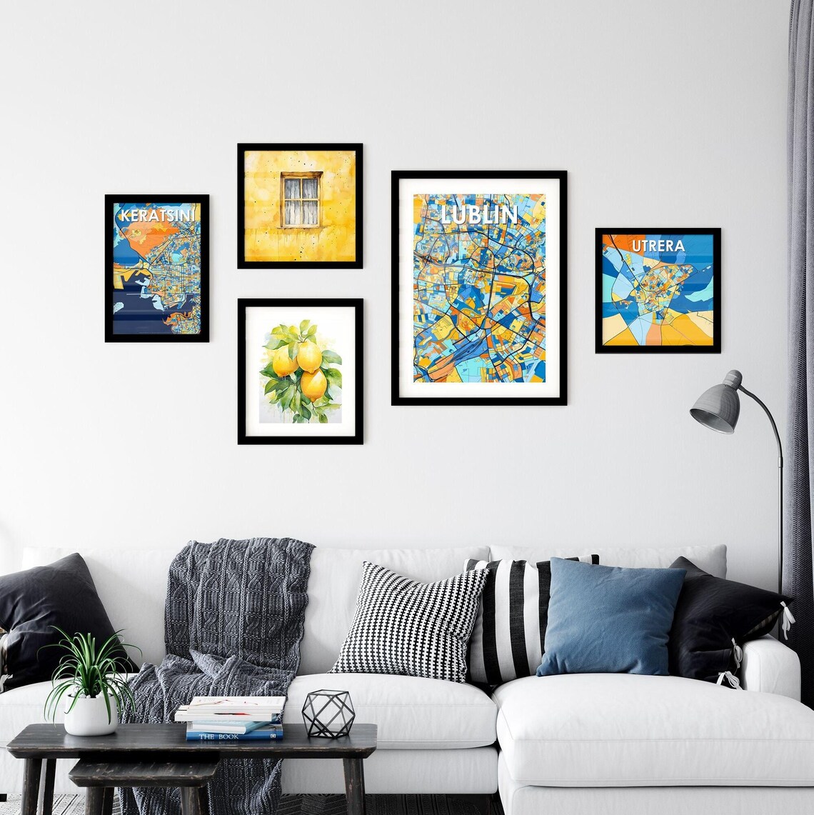 Lublin Poland Bold Colorful Blue Orange Fine Art City Map Poster - Image 2