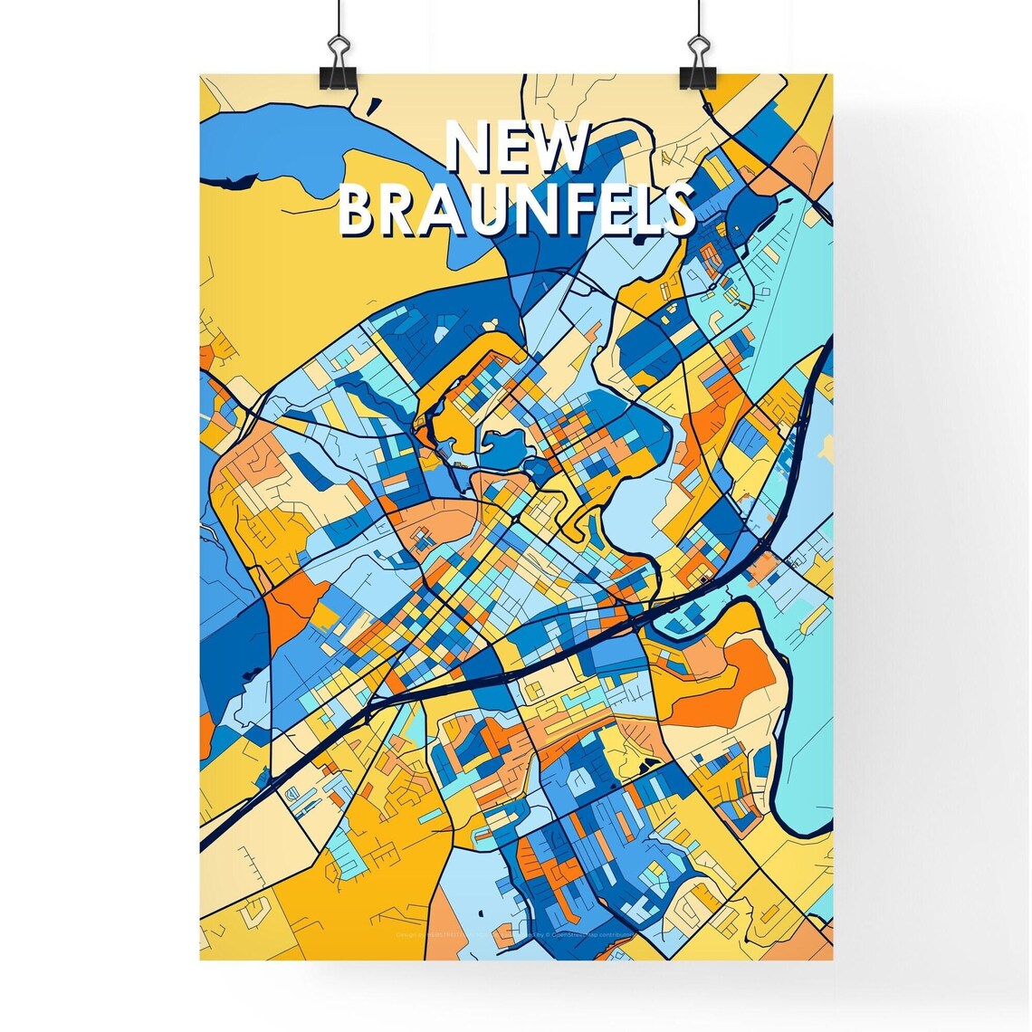 New Braunfels Texas Bold Colorful City Map Art Poster Great Hometown Gift - Image 4