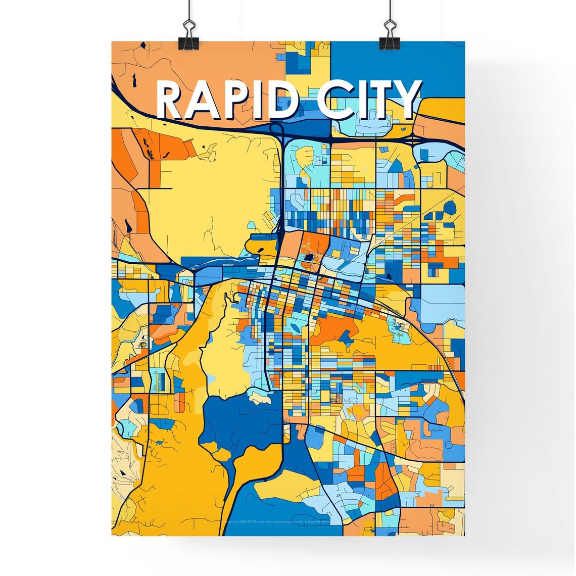 Rapid City South Dakota City Map Poster Colorful Home Wall Decor - Image 4
