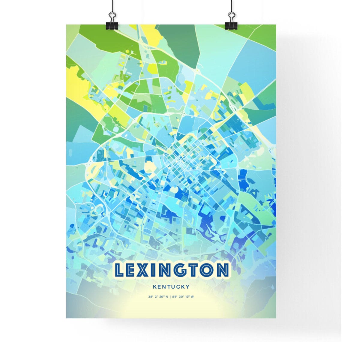 Lexington Kentucky Bluish Gradient City Map Art Poster Customizable - Image 3