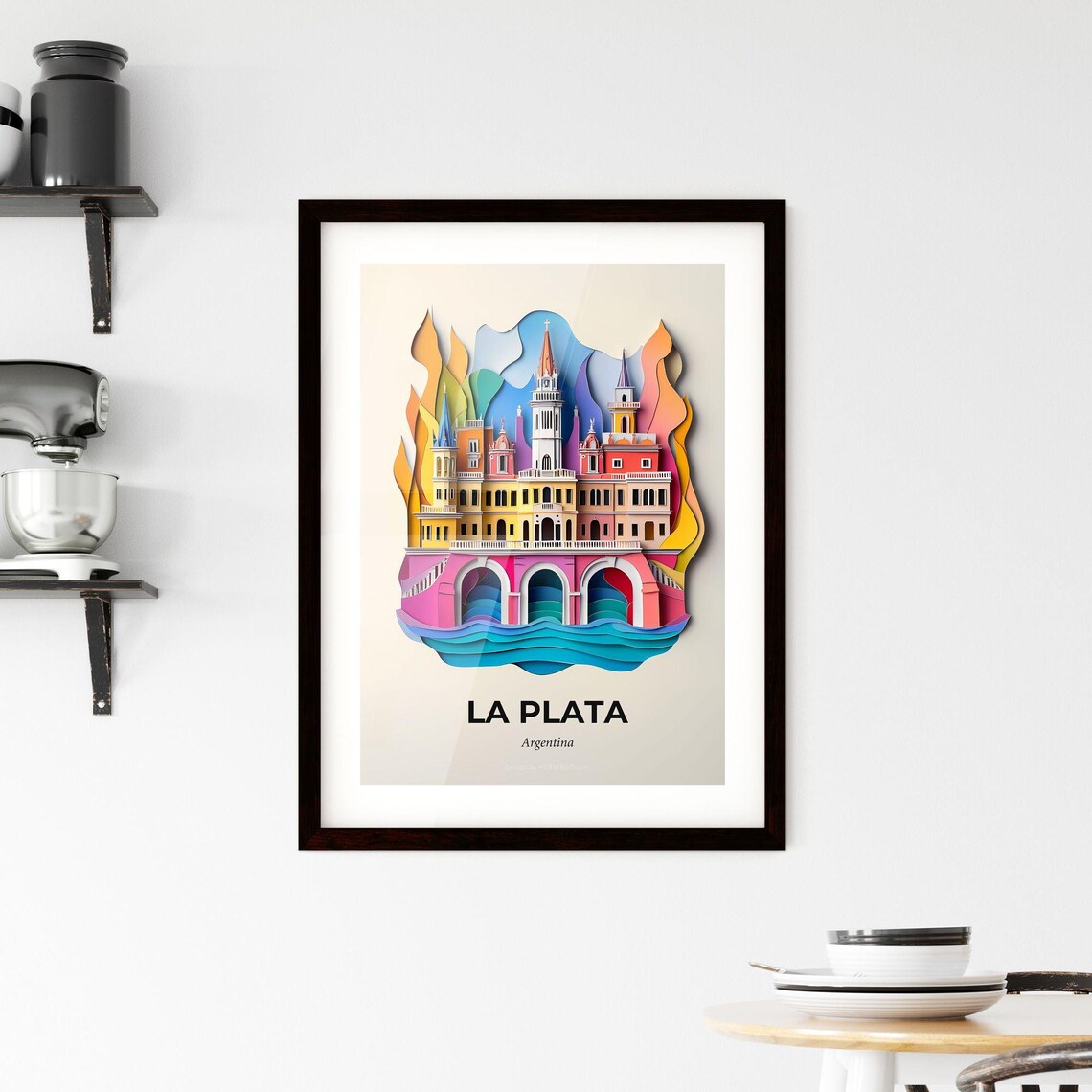 La Plata Argentina Grand Cathedral Arches Paper Cut Art Poster - Image 2
