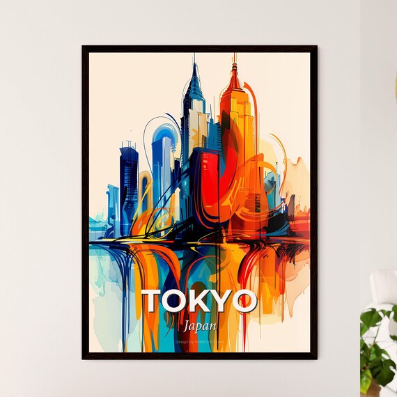Tokyo Japan Colorful Abstract Skyscrapers Reflection Skyline Poster