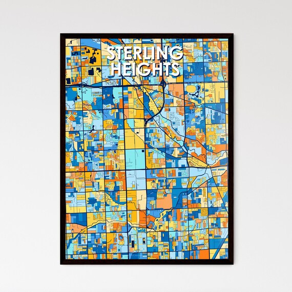 Sterling Heights Michigan Vibrant City Map Art Print Decor Gift