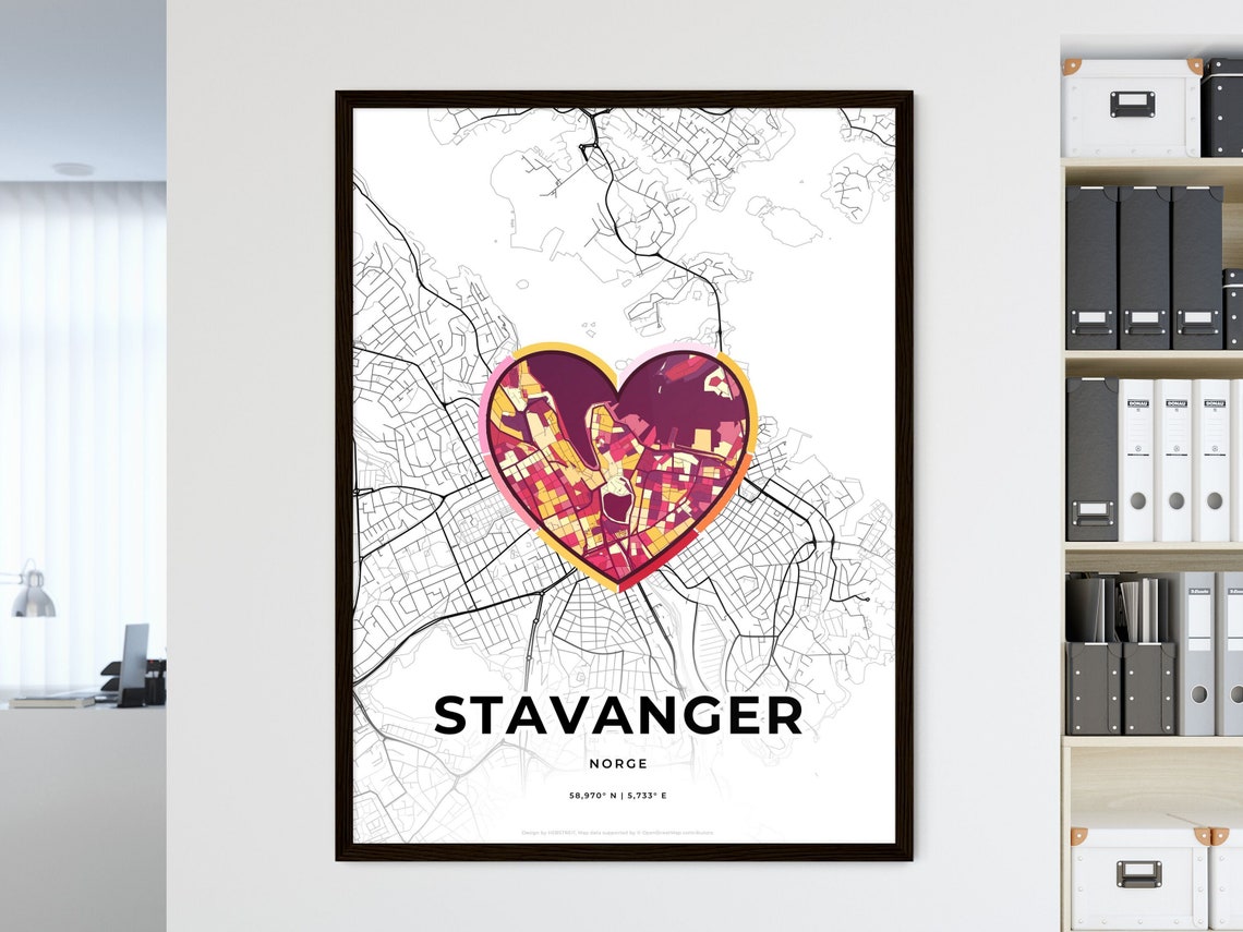 Stavanger Norway Where It All Began Heart Map Coordinates Poster