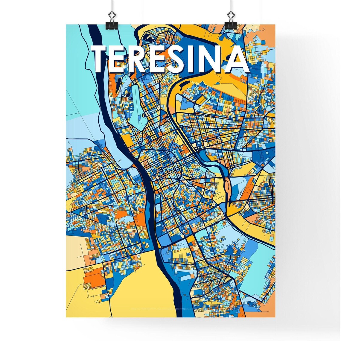 Teresina Brazil Colorful Modern City Street Map Travel Decor Poster - Image 4