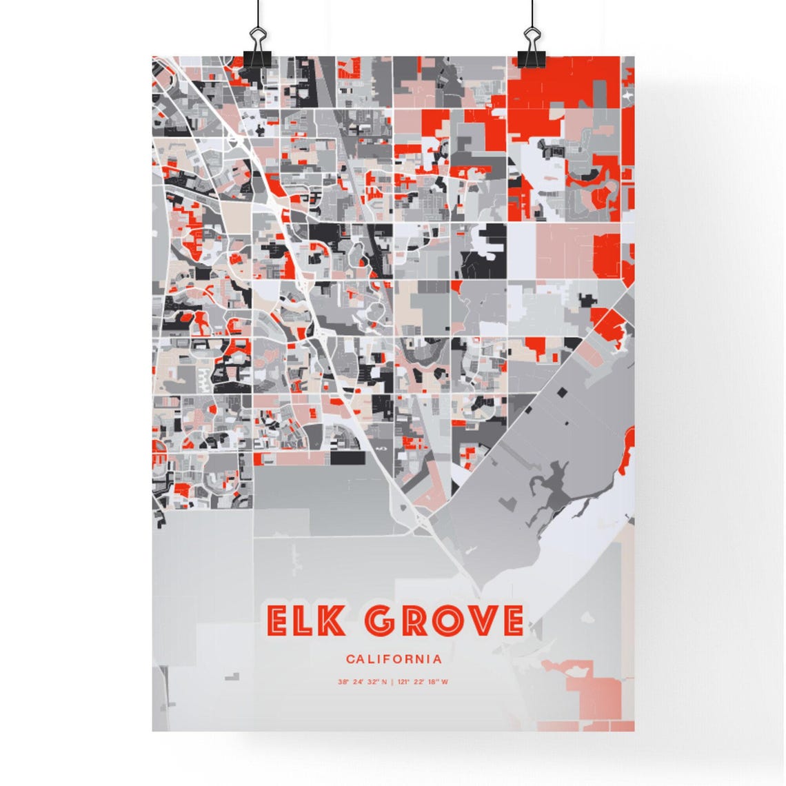 Elk Grove Ca Expressive Art Map Custom Poster - Image 3
