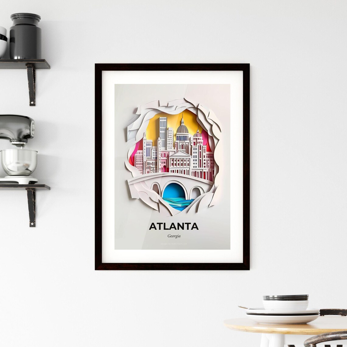 Atlanta Georgia Sunset 3D Paper Cut Skyline Bridge Art Poster - Image 2