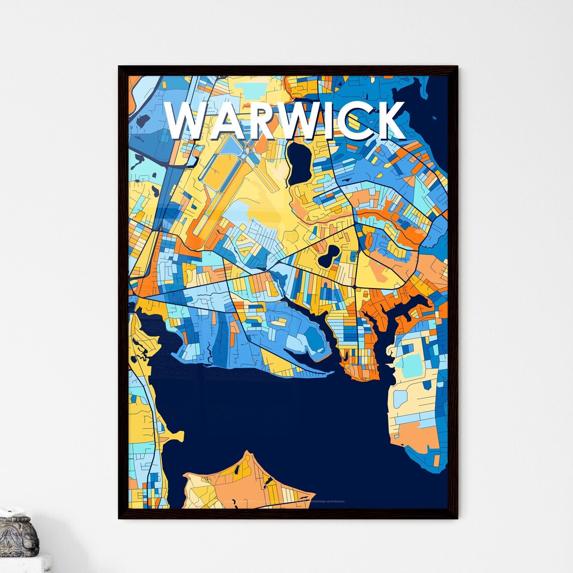 Warwick Rhode Island City Map Poster Colorful Modern Wall Decor