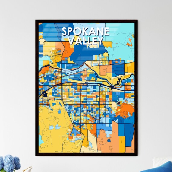 Spokane Valley Washington Colorful City Map Art Print Decor Gift