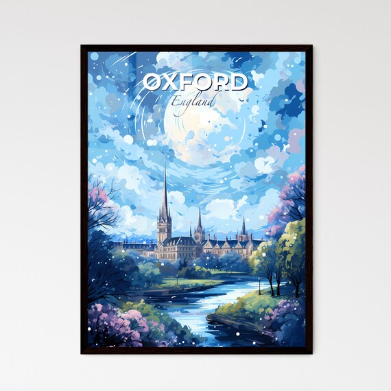 Oxford England University Spires River Illustrated Travel Poster