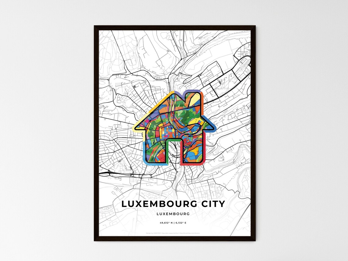Luxembourg City Luxembourg Where It All Began Heart Map Coordinates Poster - Image 3