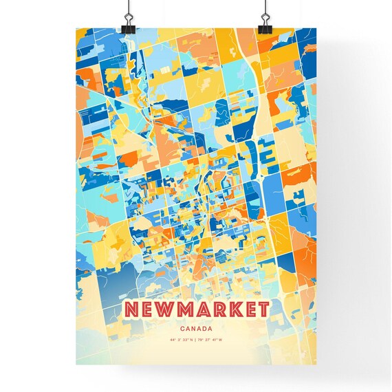 Newmarket Canada Blue Orange Street Map Art Home Decor Poster