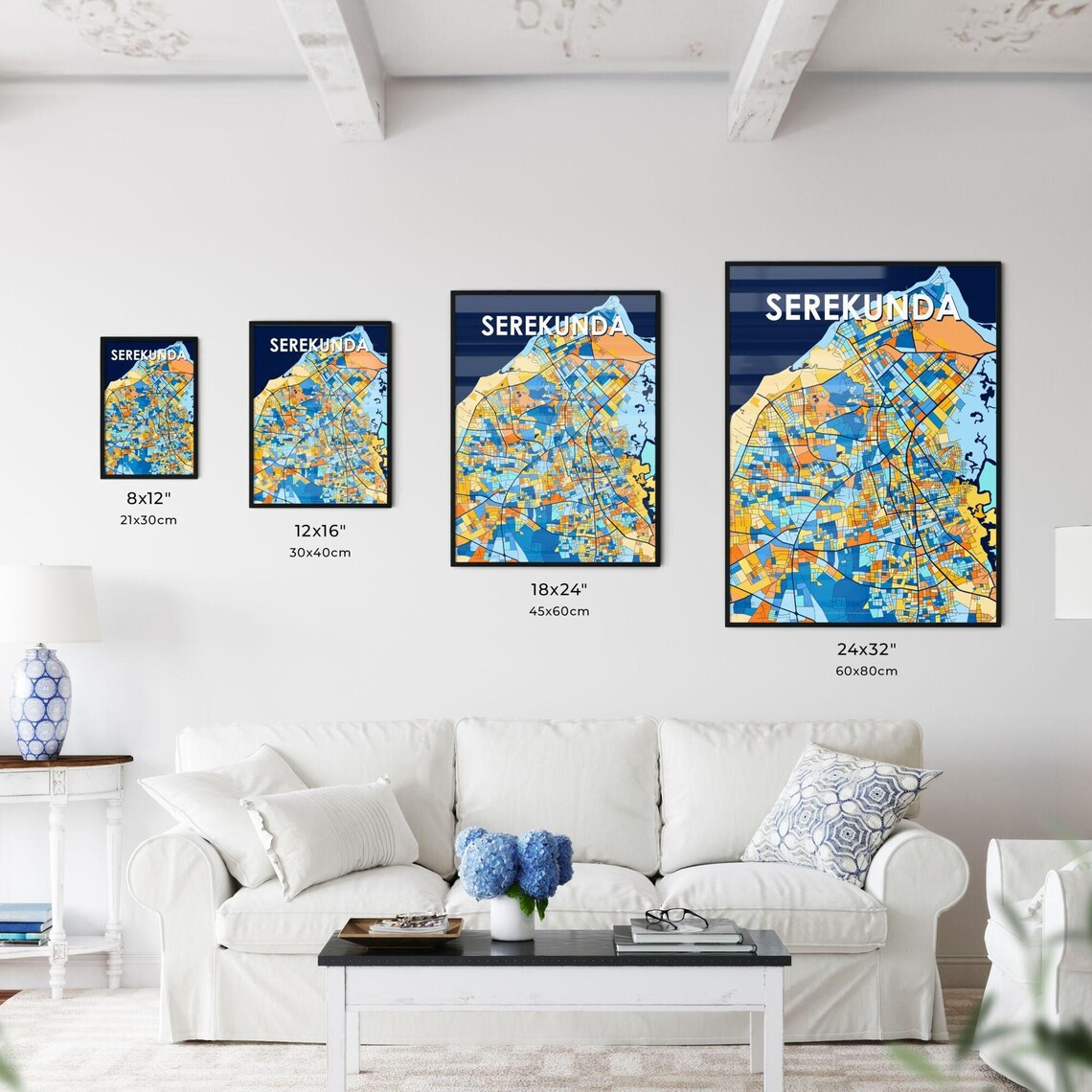 Serekunda Gambia Vibrant Colorful City Map Art Print Home Decor - Image 3