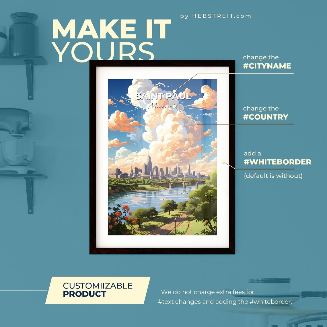 Saint Paul Minnesota Illustrated Travel Poster River Skyline Art - Image 2