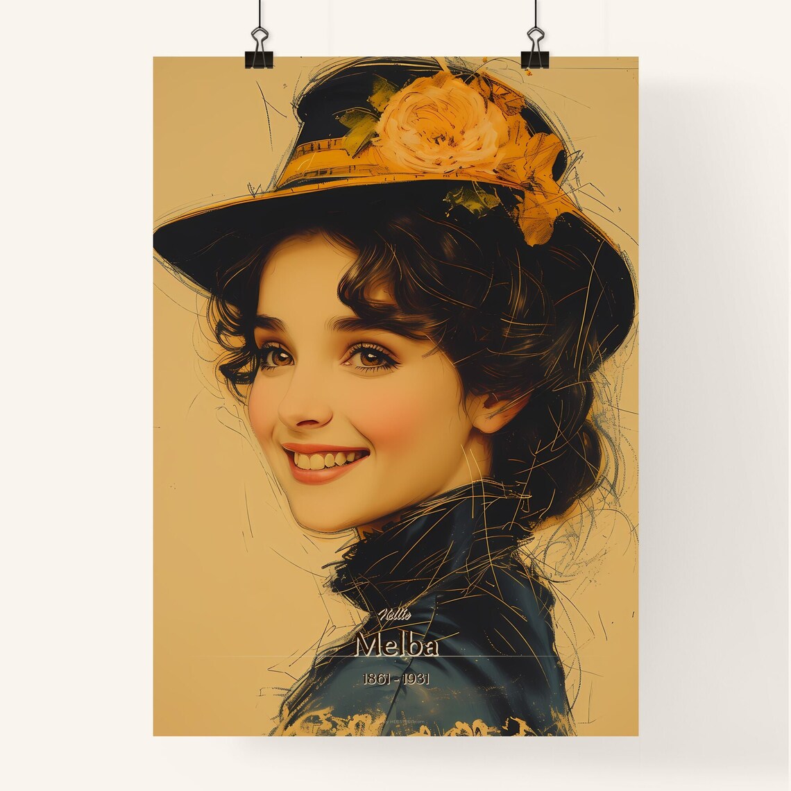 Nellie Melba 1861 to 1931 Opera Singer Portrait With Hat Art Poster - Image 4