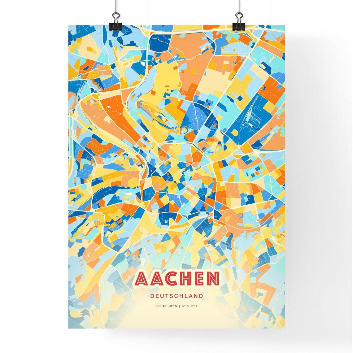 Aachen Germany Colorful City Map Coordinates Modern Art Poster - Image 3