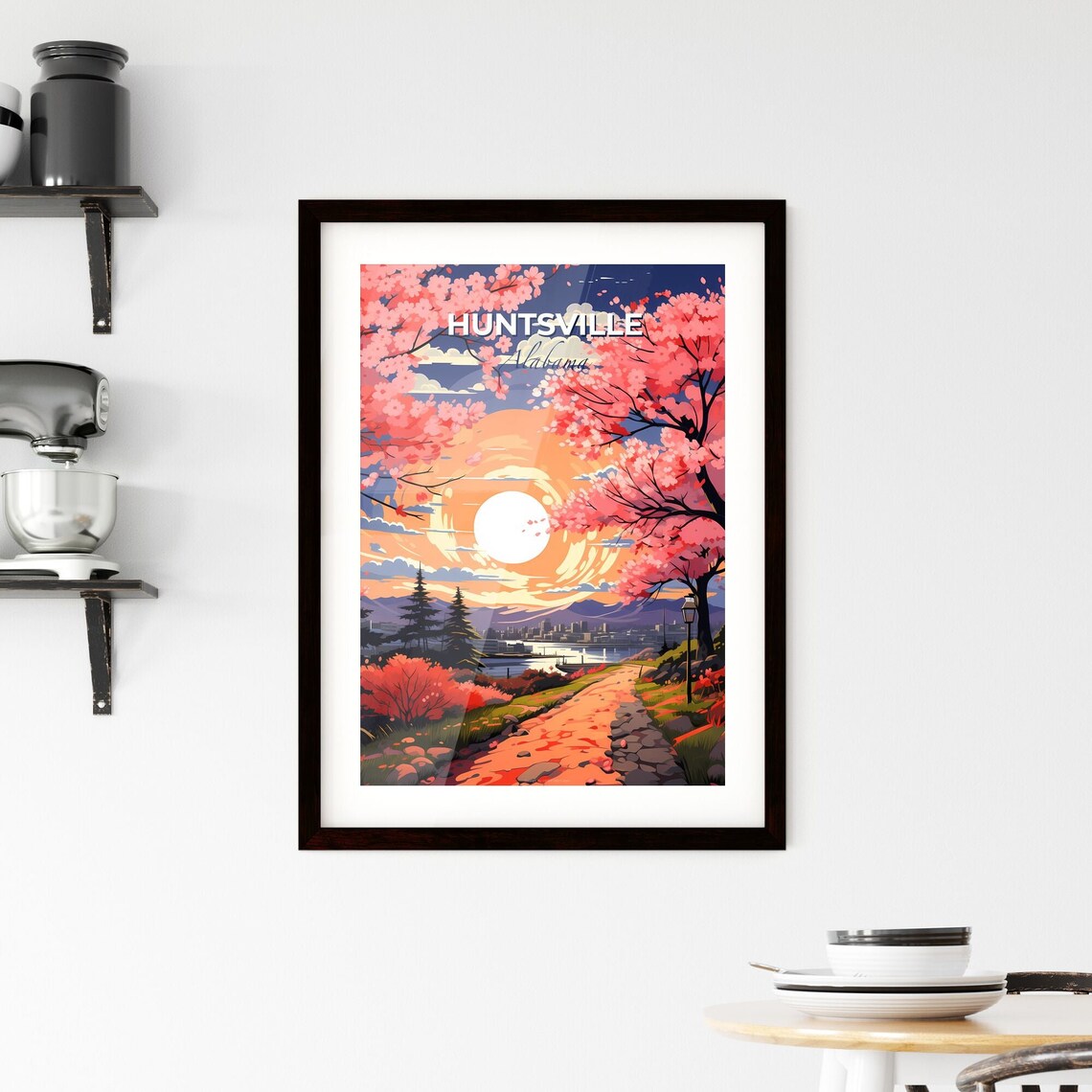 Huntsville Alabama Blossom Trail City Sunset Vintage Travel Poster - Image 2