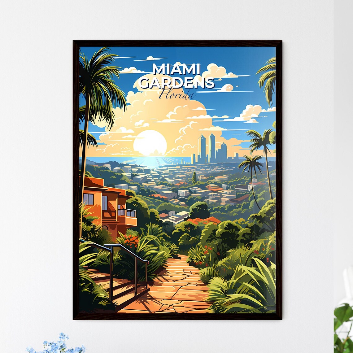 Miami Gardens Florida Hill View City Sunset Palm Villa Poster