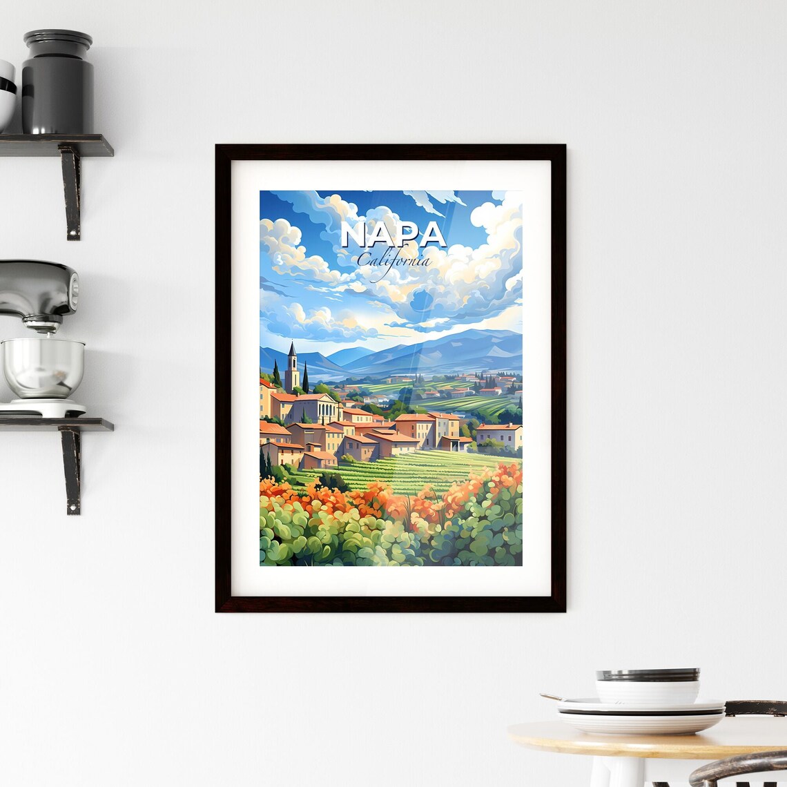 Napa California Vineyard Wine Country Town Rolling Hills Poster - Image 2