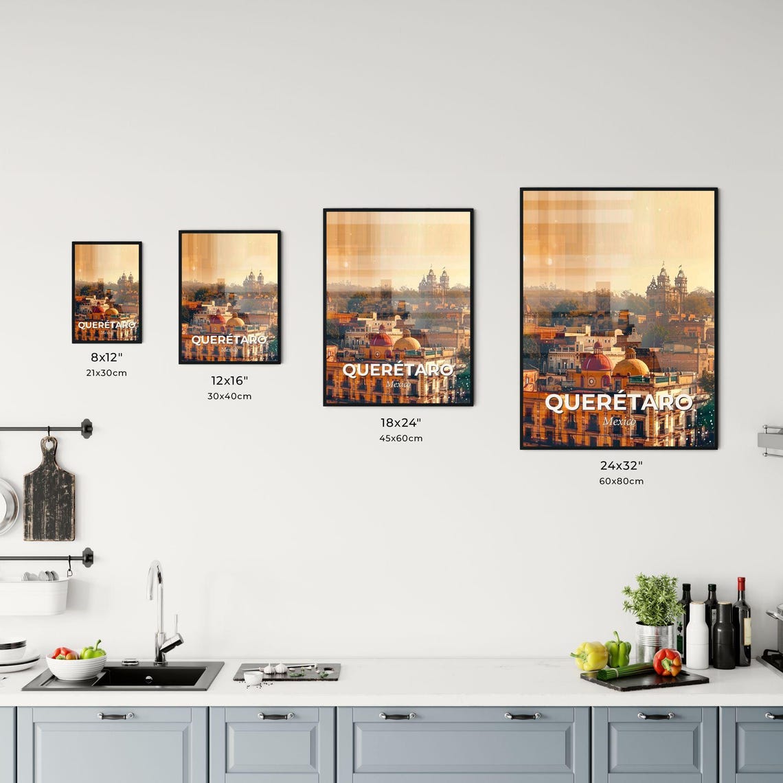 Querétaro Mexico Colonial Cathedral Rooftop Sunset Art Poster - Image 3