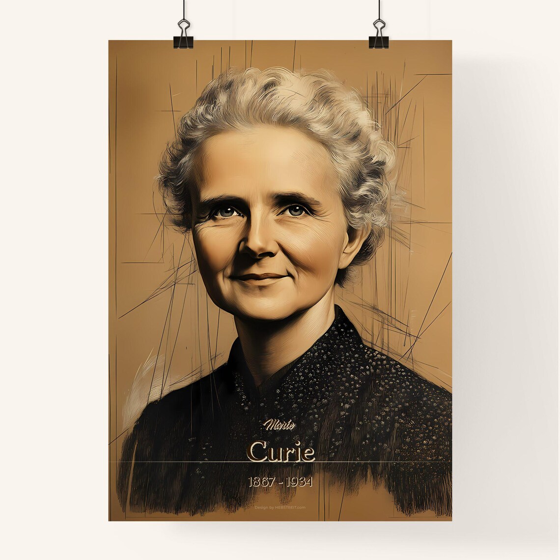 Marie Curie Pioneering Scientist Elegant Portrait Art Poster