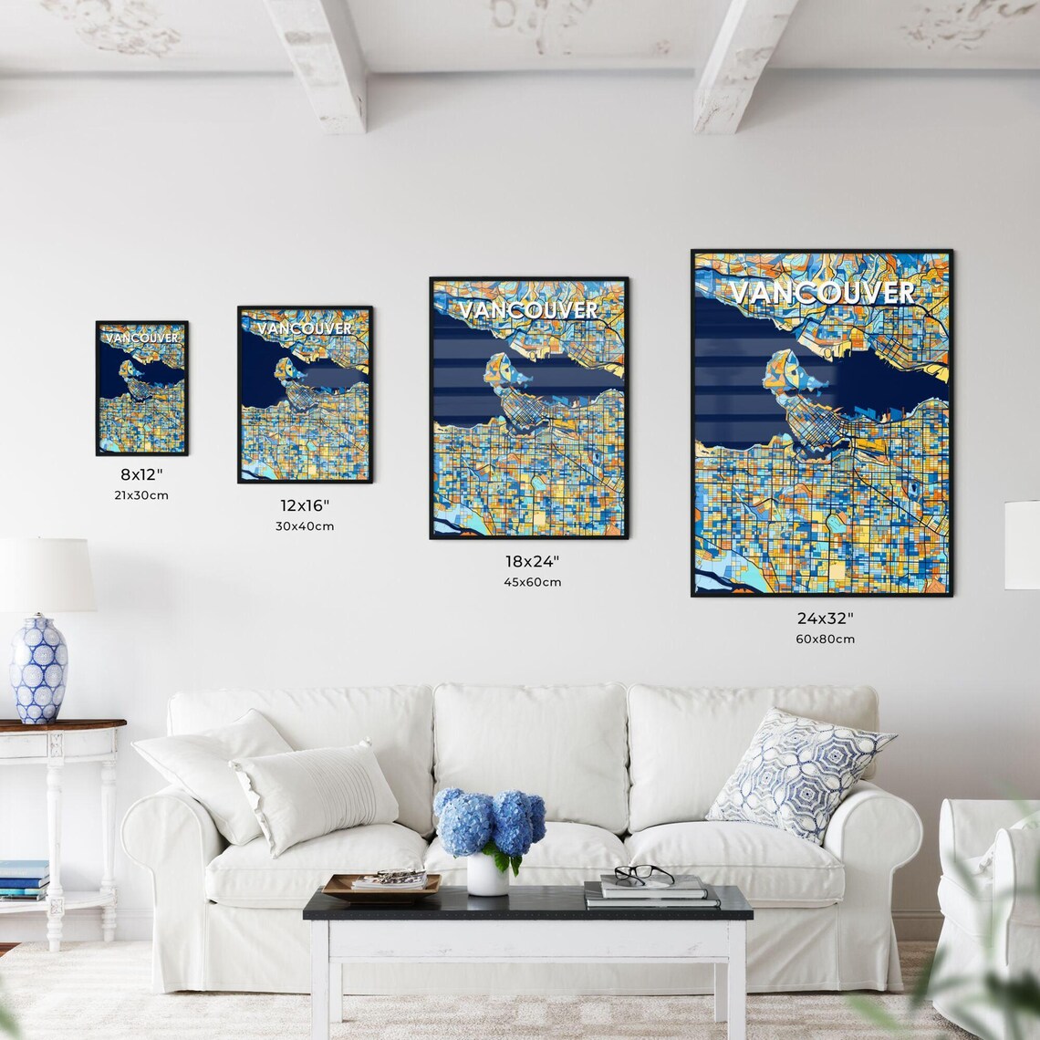 Custom Vancouver Canada Vibrant Colorful City Street Map Art Poster - Image 3