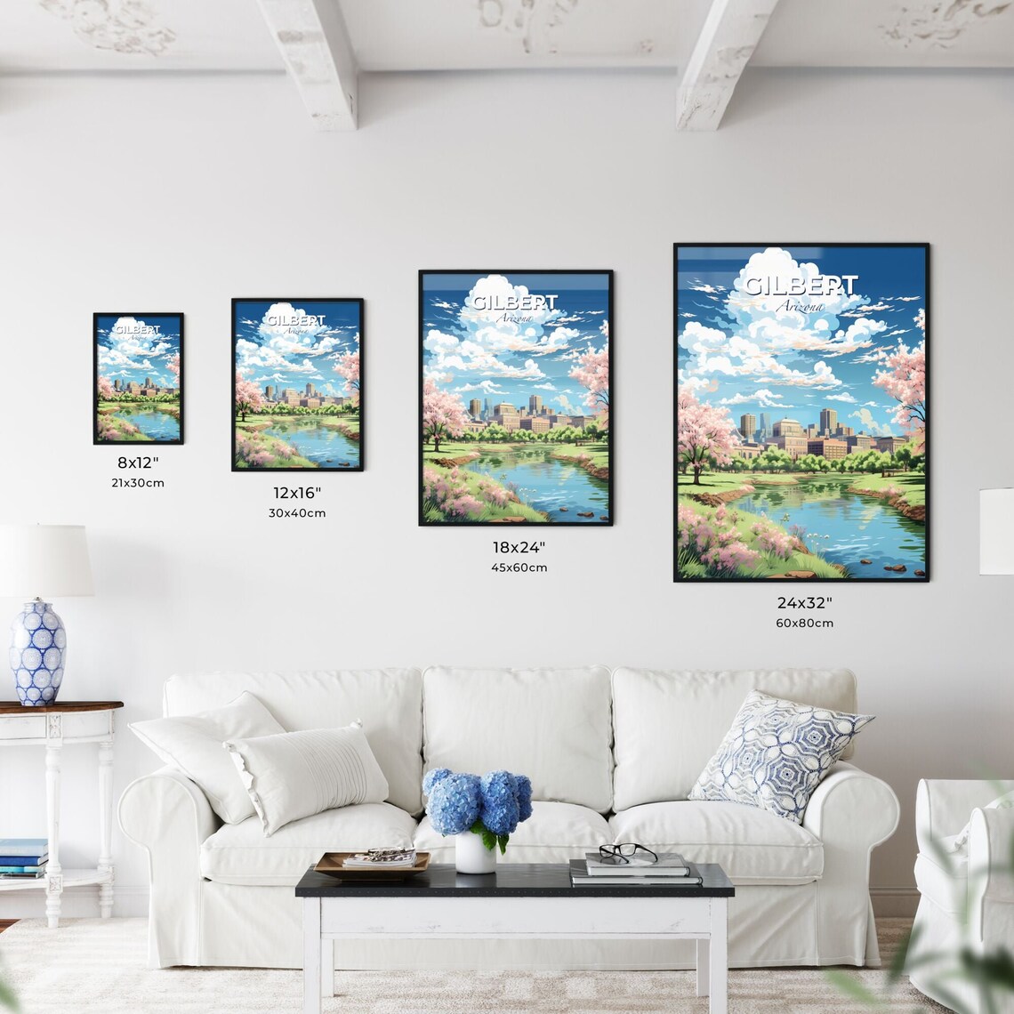 Gilbert Arizona Park Lake Blossom Downtown Skyline Travel Art Poster - Image 3