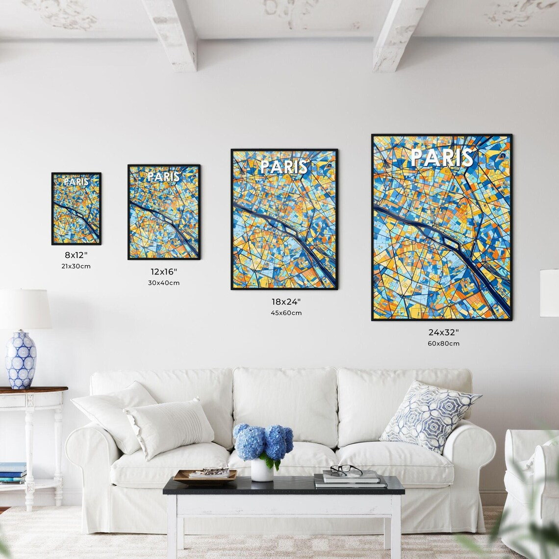 Paris France Vibrant Colorful City Map Art Poster Home Decor Gift - Image 3