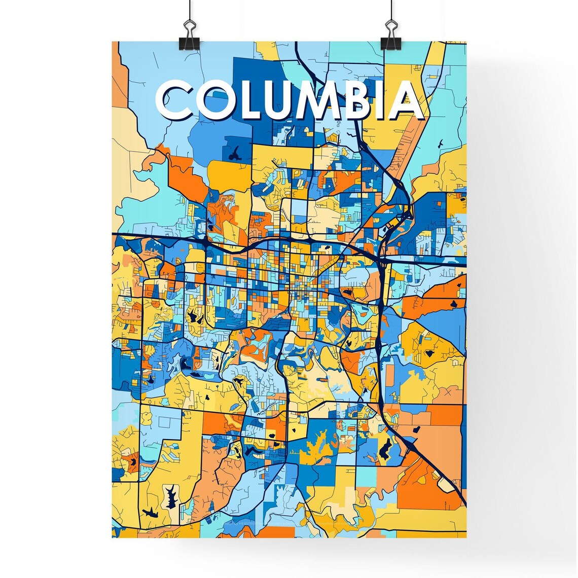 Columbia Missouri Colorful Street Map Art Home Decor Gift Poster - Image 4