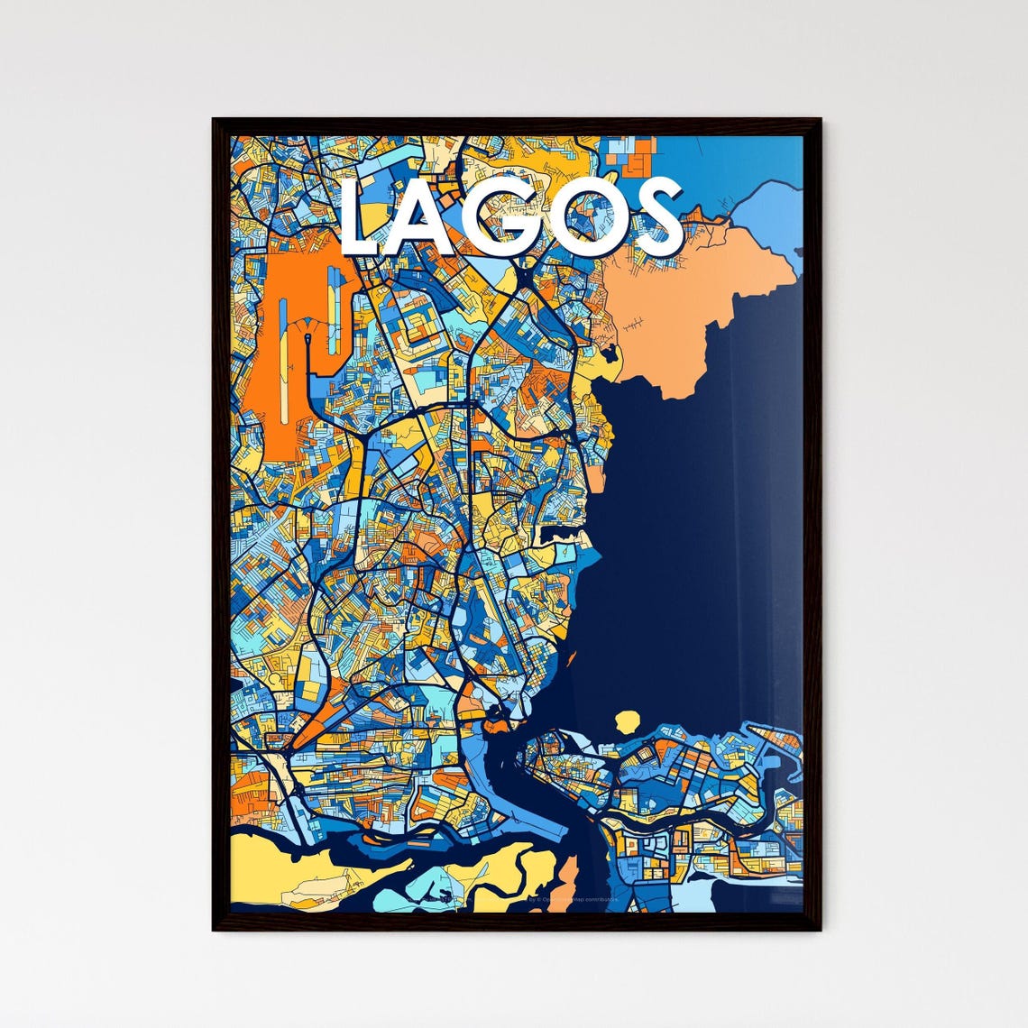 Lagos Nigeria Vibrant Modern Coastal City Map Artwork Poster