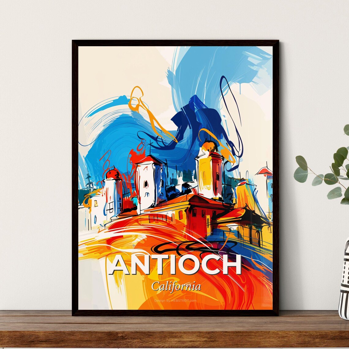 Antioch California Abstract Buildings Vivid Painting Art Poster