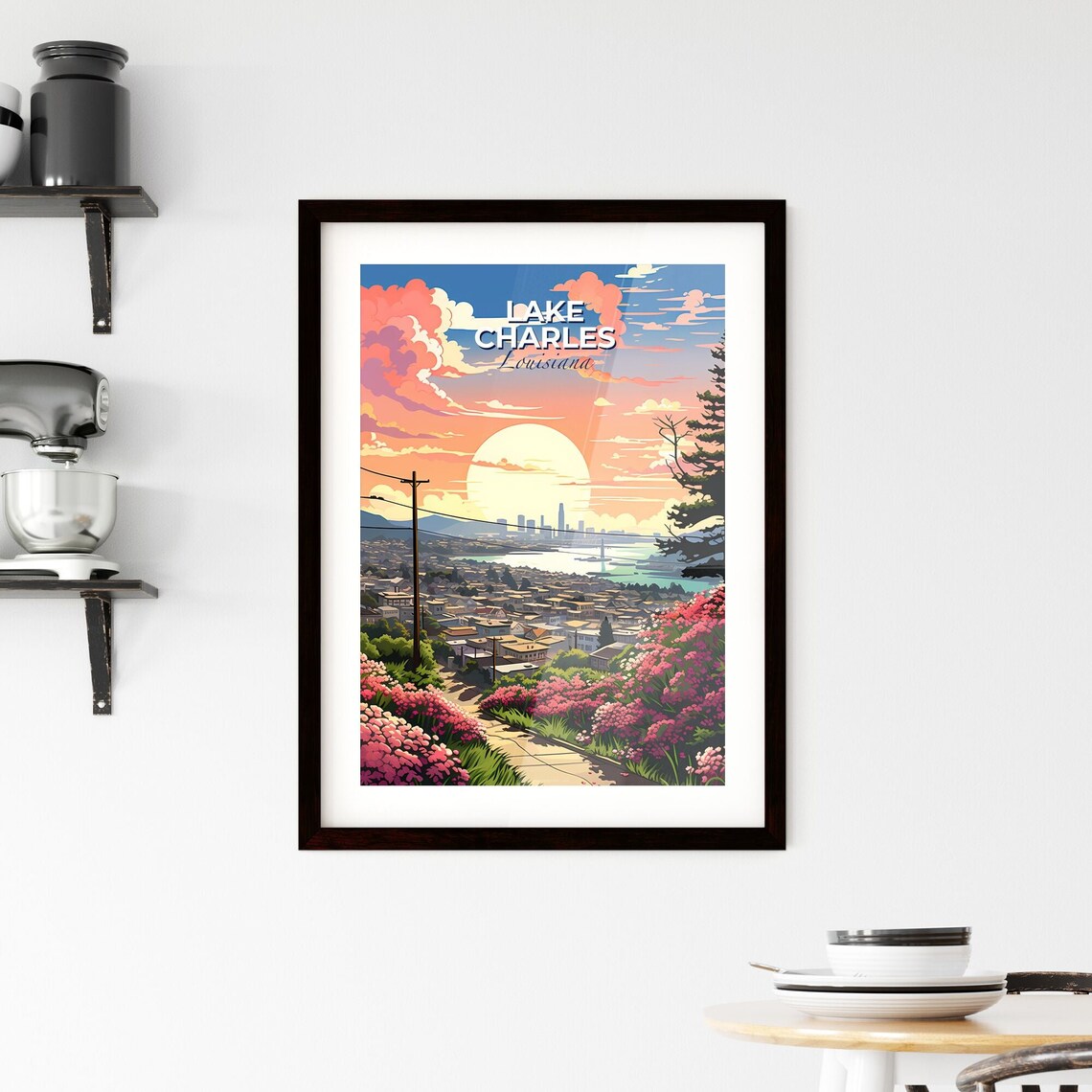 Lake Charles Louisiana Sunset Hilltop Blossom View Travel Poster - Image 2