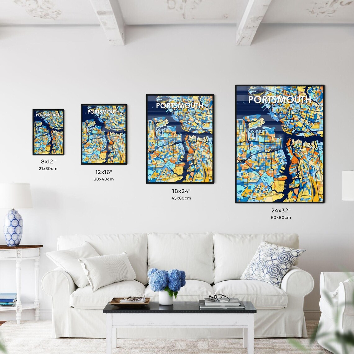 Portsmouth Virginia Vibrant Colorful Illustrated Street Map Art Poster - Image 3