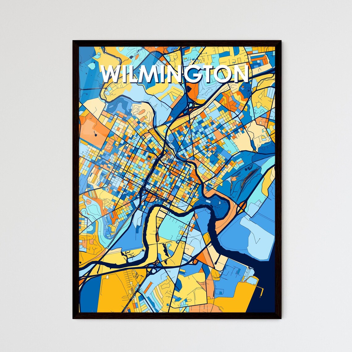 Wilmington Delaware Vibrant Colorful Mosaic City Street Map Art Poster