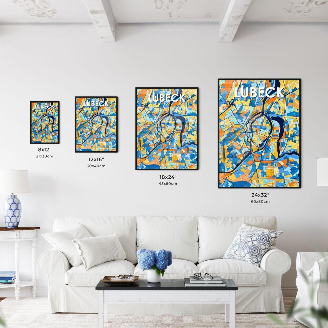 Lubeck Germany Old Town River Loop Modern Map Artwork Poster - Image 3