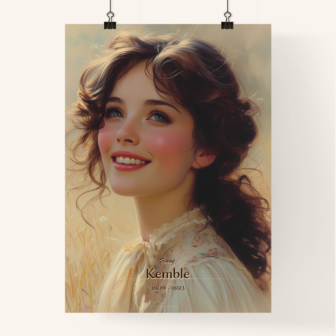 Fanny Kemble 1809 to 1893 Actress Vintage Portrait Art Poster - Image 4