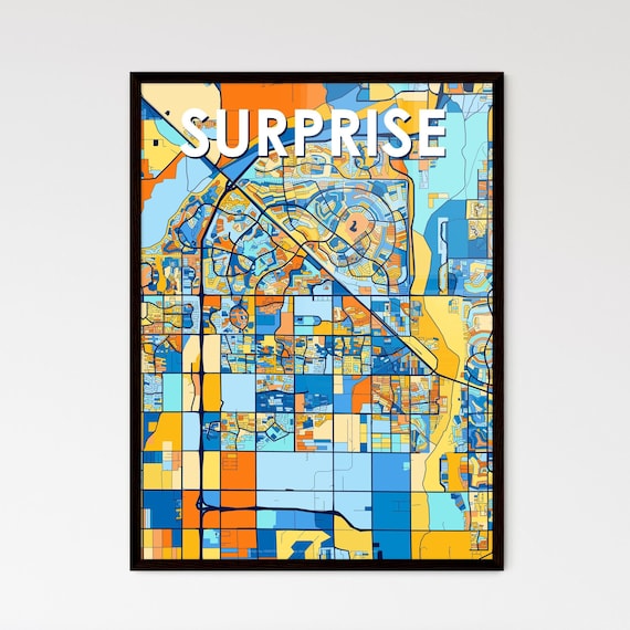 Surprise Arizona City Map Poster Vibrant Modern Home Wall Decor