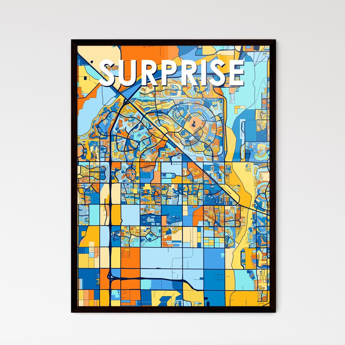 Surprise Arizona City Map Poster Vibrant Modern Home Wall Decor