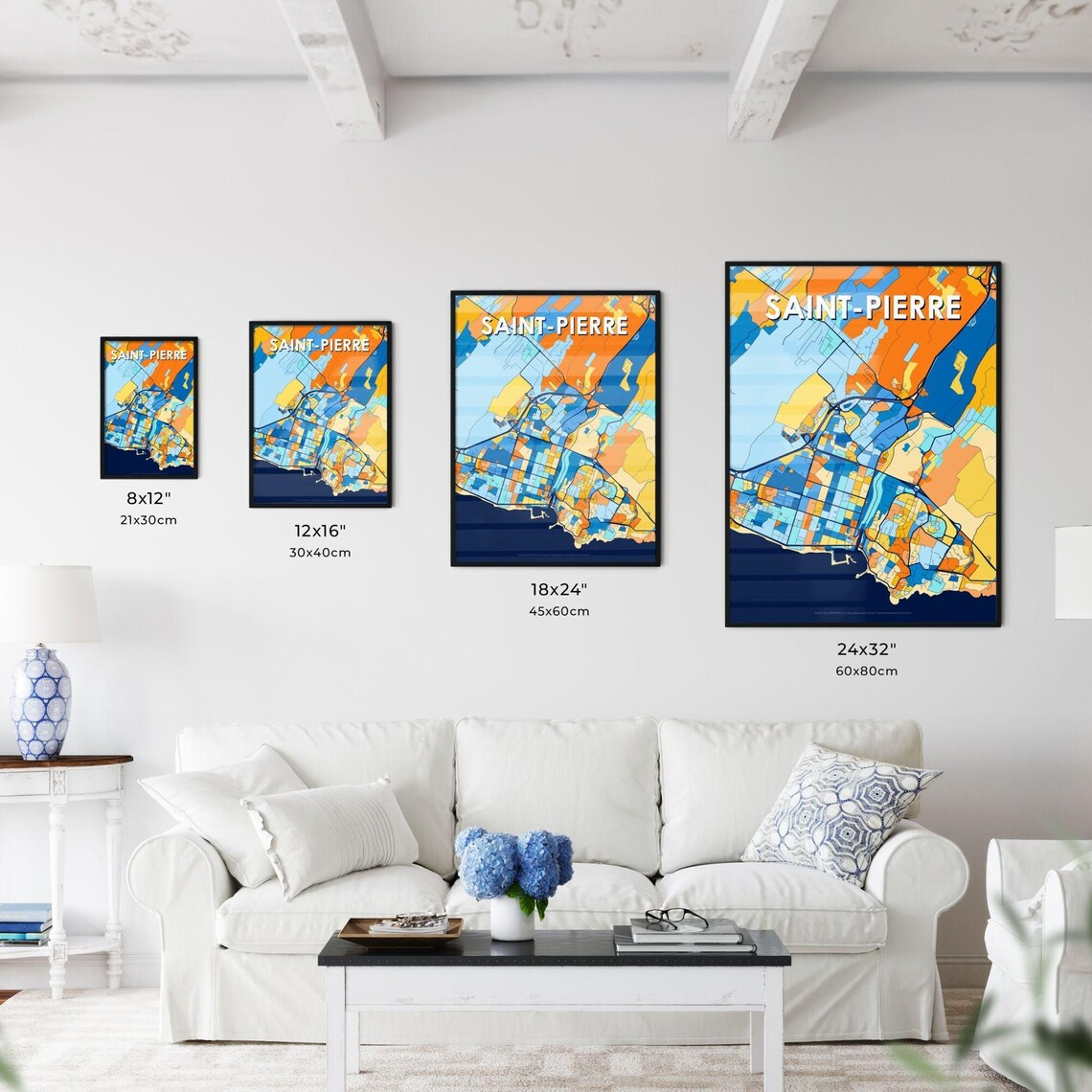 Saint-Pierre France Vibrant Colorful City Map Art Poster Home Decor Gift - Image 3