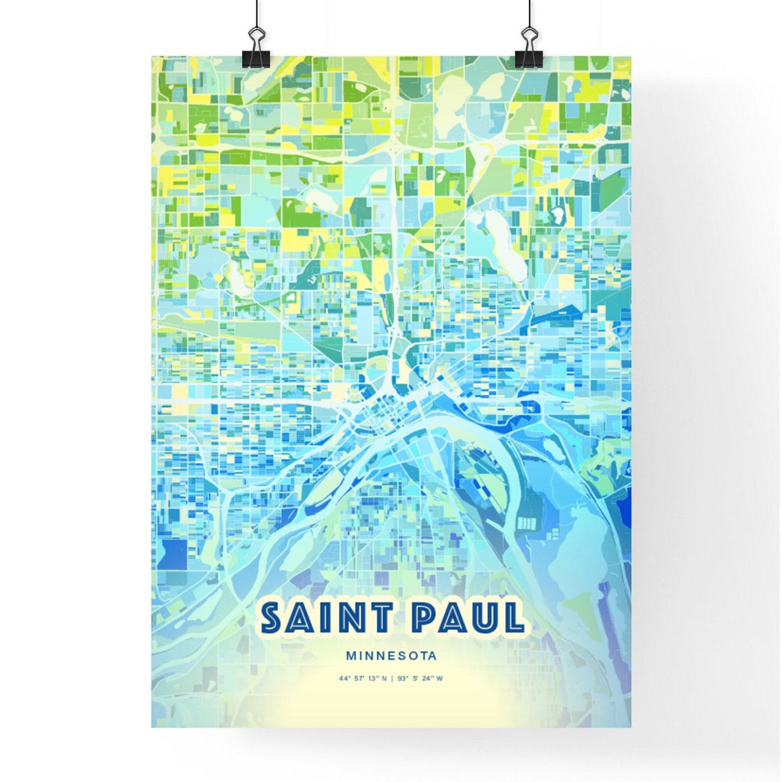 Saint Paul Minnesota Bluish Gradient City Map Art Poster Customizable - Image 3