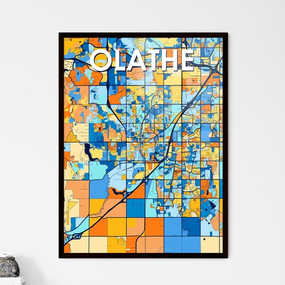 Olathe Kansas Bold Abstract Geometric City Street Map Poster