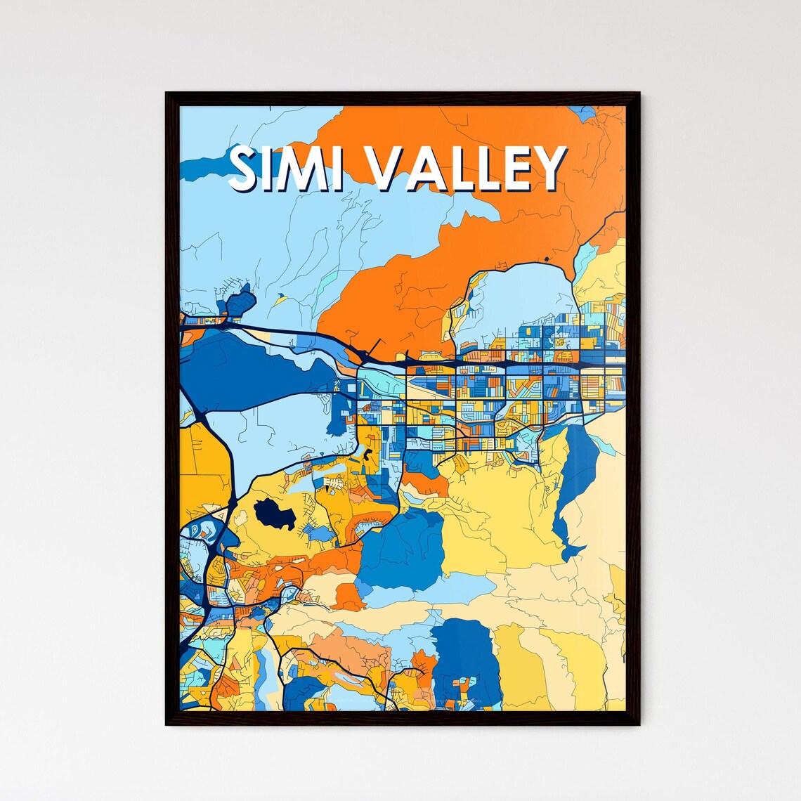 Simi Valley California City Map Poster Vibrant Modern Wall Decor