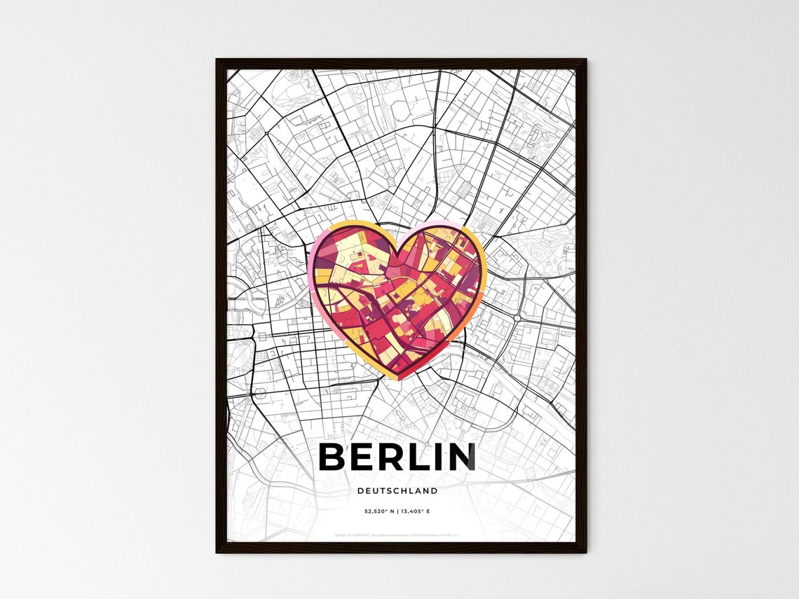 Berlin Germany Where It All Began Heart Map Coordinates Poster