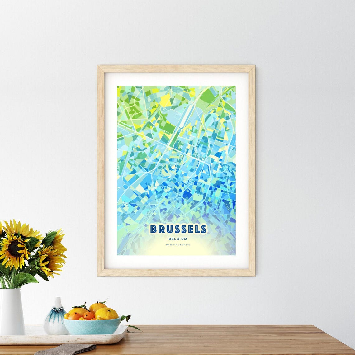 Brussels Belgium Customizable City Map Poster For Home Wall Decor - Image 3
