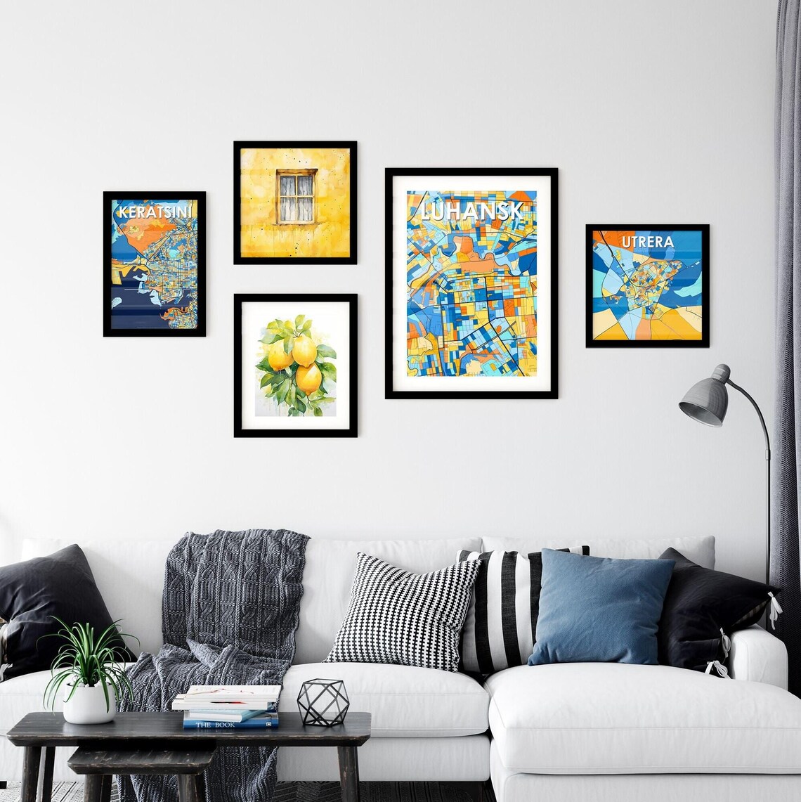 Luhansk Ukraine Colorful Blue and Orange City Street Map Poster - Image 2