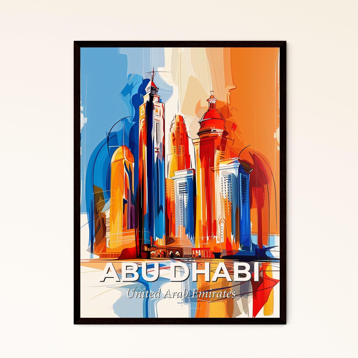 Abu Dhabi United Arab Emirates Watercolor Skyline Art Poster