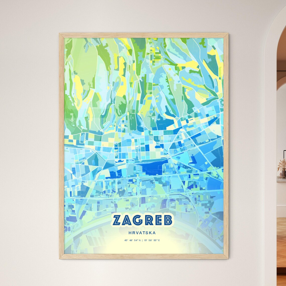 Zagreb Croatia Customizable City Map Poster For Home Wall Decor