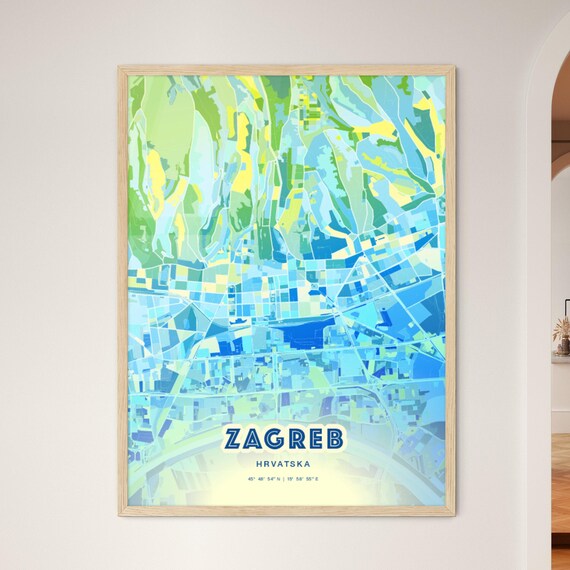 Zagreb Croatia Customizable City Map Poster For Home Wall Decor